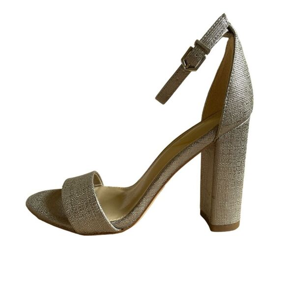 NEW Sam Edelman Yaro Block Heeled Open Toe Sandals Size 5 in Pewter Metallic - Picture 9 of 15